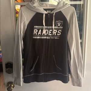 NFL Team Raiders Apparel Women's light grey & vintage black zip up Hoodie